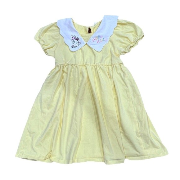 Hello Kitty x Shein Unicorn Peter Pan Collar Dress Size 5 Years Yellow Kawaii - Picture 1 of 5